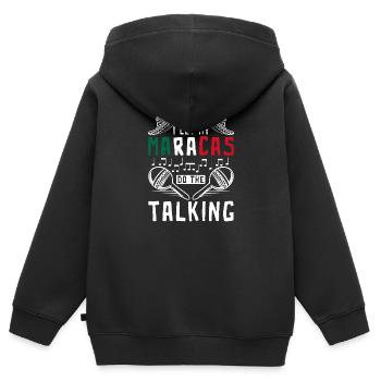 Je laisse parler mes maracas - Sweat Premium à capuche zippé enfant bio - noir - Dos - AI Model Kid Male (0cm)