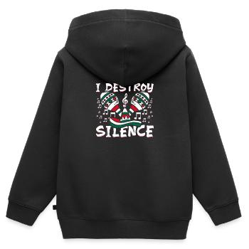 Joueur de Maracas Je détruis le silence - Sweat Premium à capuche zippé enfant bio - noir - Dos - AI Model Kid Male (0cm)