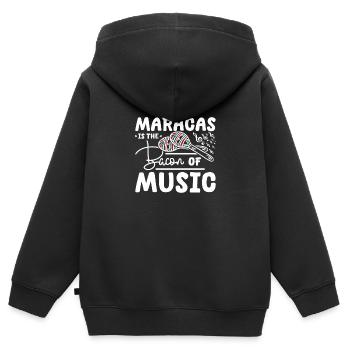 Les maracas, c’est le bacon de la musique - Sweat Premium à capuche zippé enfant bio - noir - Dos - AI Model Kid Male (0cm)