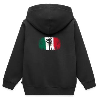 Joueur de Maracas aux couleurs du drapeau mexicain - Sweat Premium à capuche zippé enfant bio - noir - Dos - AI Model Kid Male (0cm)