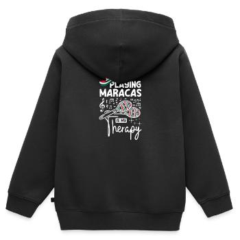 Jouer des maracas est ma thérapie - Sweat Premium à capuche zippé enfant bio - noir - Dos - AI Model Kid Male (0cm)