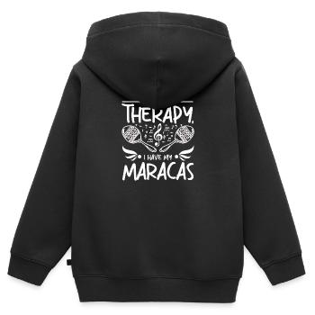 Je n’ai pas besoin de thérapie, j’ai mes maracas - Sweat Premium à capuche zippé enfant bio - noir - Dos - AI Model Kid Male (0cm)