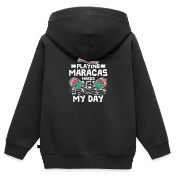 Jouer des maracas fait ma journée - Sweat Premium à capuche zippé enfant bio - noir - Dos - AI Model Kid Male (0cm)