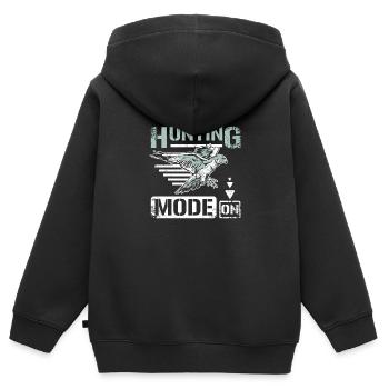 Hunting mode on falconer - Kinder Premium Organic Zip Hoodie - Schwarz - Hinten - AI Model Kid Male (0cm)