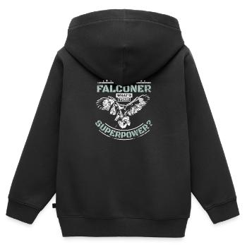 I'm a falconer what's your superpower - Kinder Premium Organic Zip Hoodie - Schwarz - Hinten - AI Model Kid Male (0cm)