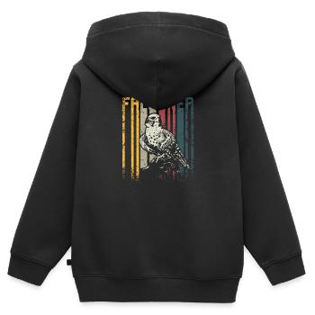 Retro Vintage Falconry Falconer - Kinder Premium Organic Zip Hoodie - Schwarz - Hinten - AI Model Kid Male (0cm)