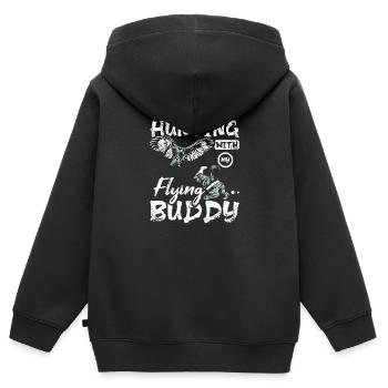 Hunting with my flying buddy Falconer - Kinder Premium Organic Zip Hoodie - Schwarz - Hinten - AI Model Kid Male (0cm)
