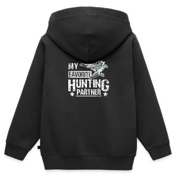 My favorite hunting partner Falconer - Kinder Premium Organic Zip Hoodie - Schwarz - Hinten - AI Model Kid Male (0cm)
