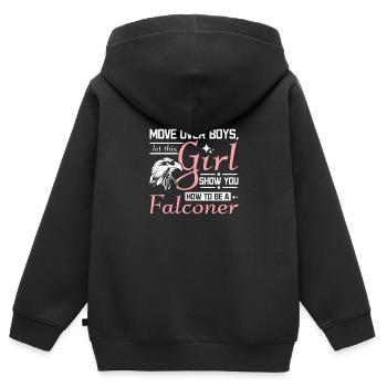 Let this girl show you how to be a Falconer - Kinder Premium Organic Zip Hoodie - Schwarz - Hinten - AI Model Kid Male (0cm)