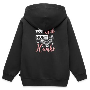Cool girls hunt with hawks Falconer - Kinder Premium Organic Zip Hoodie - Schwarz - Hinten - AI Model Kid Male (0cm)