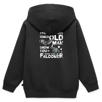 Let this old man show you how to be a Falconer - Kinder Premium Organic Zip Hoodie - Schwarz - Hinten - AI Model Kid Male (0cm)