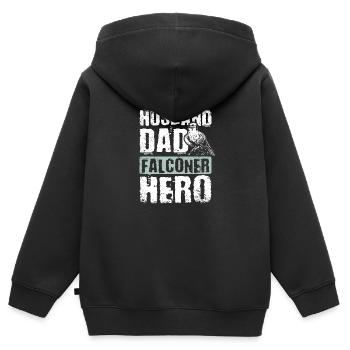 Husband dad falconer hero - Kinder Premium Organic Zip Hoodie - Schwarz - Hinten - AI Model Kid Male (0cm)