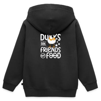 Les canards pékin végétaliens sont des amis, pas de la nourriture - Sweat Premium à capuche zippé enfant bio - noir - Dos - AI Model Kid Male (0cm)