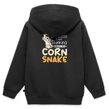 Je pensais à mon serpent des blés - Sweat Premium à capuche zippé enfant bio - noir - Dos - AI Model Kid Male (0cm)