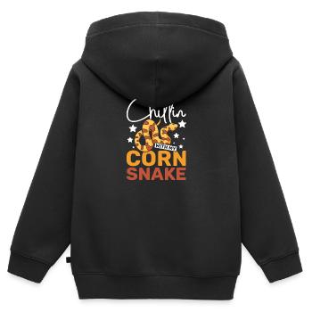 Chillin avec mon serpent des blés - Sweat Premium à capuche zippé enfant bio - noir - Dos - AI Model Kid Male (0cm)