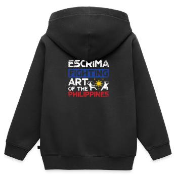 Escrima art de combat des philippines - Sweat Premium à capuche zippé enfant bio - noir - Dos - AI Model Kid Male (0cm)