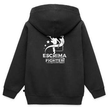 Combattant Escrima - Sweat Premium à capuche zippé enfant bio - noir - Dos - AI Model Kid Male (0cm)
