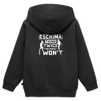 Escrima réfléchit à deux fois parce que je ne le ferai pas - Sweat Premium à capuche zippé enfant bio - noir - Dos - AI Model Kid Male (0cm)