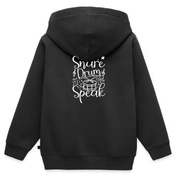 Je laisse ma caisse claire parler Batteur de caisse claire - Sweat Premium à capuche zippé enfant bio - noir - Dos - AI Model Kid Male (0cm)