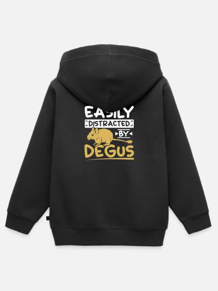 Easily distracted by degus - Kinder Premium Organic Zip Hoodie - Schwarz