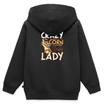 Dame serpent des blés folle - Sweat Premium à capuche zippé enfant bio - noir - Dos - AI Model Kid Male (0cm)