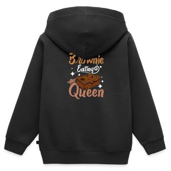Brownie eating Queen - Kinder Premium Organic Zip Hoodie - Schwarz - Hinten - AI Model Kid Male (0cm)