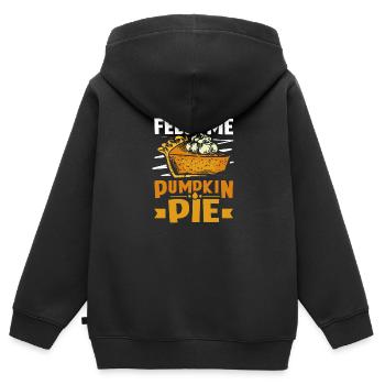 Feed me Pumpkin pie - Kinder Premium Organic Zip Hoodie - Schwarz - Hinten - AI Model Kid Male (0cm)