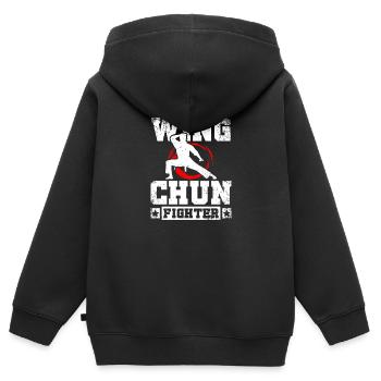 Combattant de Wing chun - Sweat Premium à capuche zippé enfant bio - noir - Dos - AI Model Kid Male (0cm)
