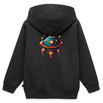 Fantasievolles Raumschiff fliegende Untertasse - Kinder Premium Organic Zip Hoodie - Schwarz - Hinten - AI Model Kid Male (0cm)