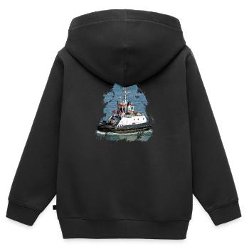 Les remorqueurs de port sont aussi appelés remorqueurs - Sweat Premium à capuche zippé enfant bio - noir - Dos - AI Model Kid Male (0cm)