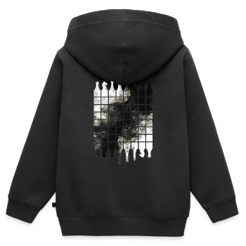 SCHACH SCHACHBRETT SCHACHFIGUREN - Kinder Premium Organic Zip Hoodie - Schwarz - Hinten - AI Model Kid Male (0cm)