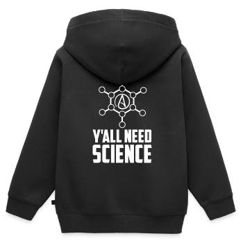 Athéiste Anti Relégion Athéisme Agnostique - Sweat Premium à capuche zippé enfant bio - noir - Dos - AI Model Kid Male (0cm)