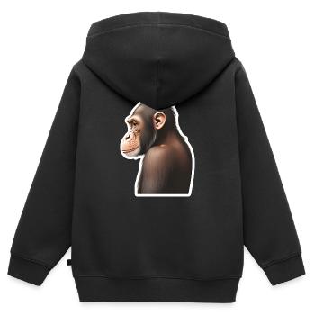 Schimpanse - Kinder Premium Organic Zip Hoodie - Schwarz - Hinten - AI Model Kid Male (0cm)