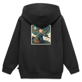Too Much Perspective........Amelia - Kids Premium Organic Zip-up Hoodie - black - Back - AI Model Kid Male (0cm)