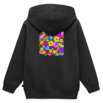 Flower Collage - Kinder Premium Organic Zip Hoodie - Schwarz - Hinten - AI Model Kid Male (0cm)
