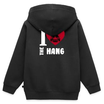J’aime Hang Lover Heart Hang Music Fan - Sweat Premium à capuche zippé enfant bio - noir - Dos - AI Model Kid Male (0cm)