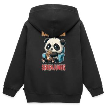 Serienjunkie Serienmarathon Panda Popcorn Couch - Kinder Premium Organic Zip Hoodie - Schwarz - Hinten - AI Model Kid Male (0cm)