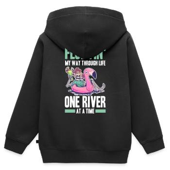 Rafting - Kinder Premium Organic Zip Hoodie - Schwarz - Hinten - AI Model Kid Male (0cm)
