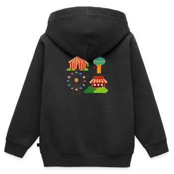 fête foraine - Sweat Premium à capuche zippé enfant bio - noir - Dos - AI Model Kid Male (0cm)