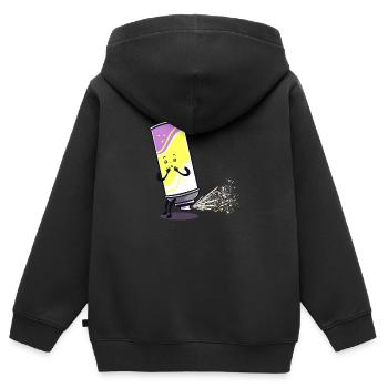 Spray peut PET PET embarrassant pulvérisateur cadeau - Sweat Premium à capuche zippé enfant bio - noir - Dos - AI Model Kid Male (0cm)