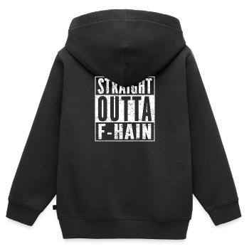 STRAIGHT OUTTA FRIEDRICHSHAIN Berlin Shirt F-HAIN - Sweat Premium à capuche zippé enfant bio - noir - Dos - AI Model Kid Male (0cm)