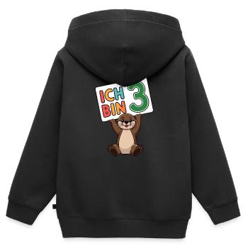 Ich bin 3 Jahre dritter Geburtstag - Kinder Premium Organic Zip Hoodie - Schwarz - Hinten - AI Model Kid Male (0cm)