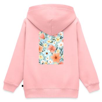 pastel blumen floral muster - Kinder Premium Organic Zip Hoodie - Rosa - Hinten - AI Model Kid Female (0cm)