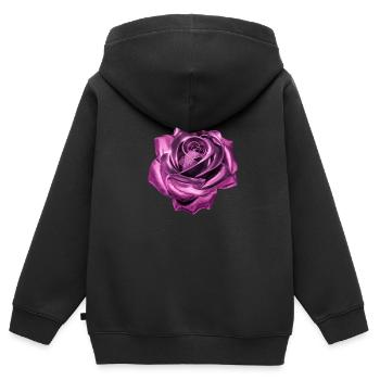 Rose, pink, Metall,,metallisch - Kinder Premium Organic Zip Hoodie - Schwarz - Hinten - AI Model Kid Male (0cm)