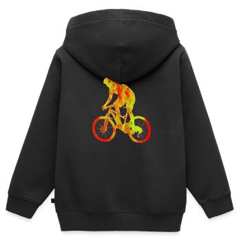 Fahrrad rot gepunktet - Kinder Premium Organic Zip Hoodie - Schwarz - Hinten - AI Model Kid Male (0cm)
