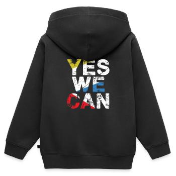 Oui nous pouvons - Sweat Premium à capuche zippé enfant bio - noir - Dos - AI Model Kid Male (0cm)