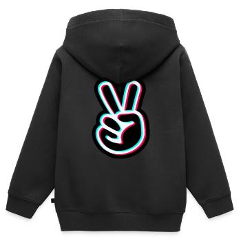 Conception d'autocollant de main de paix - signe de paix - Sweat Premium à capuche zippé enfant bio - noir - Dos - AI Model Kid Male (0cm)