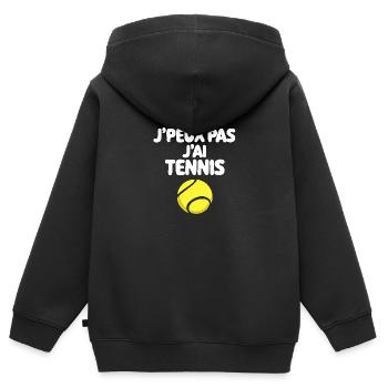 Ich kann kein Tennis, Tennisball-Logo - Kinder Premium Organic Zip Hoodie - Schwarz - Hinten - AI Model Kid Male (0cm)