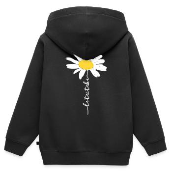 Marguerites - Herbes sauvages - Nature - Durable - Sweat Premium à capuche zippé enfant bio - noir - Dos - AI Model Kid Male (0cm)