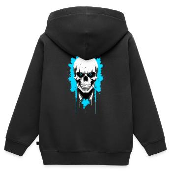 Crâne - Sweat Premium à capuche zippé enfant bio - noir - Dos - AI Model Kid Male (0cm)